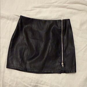 Revolve Superdown Black Faux Leather Mini Skirt with Side Zipper